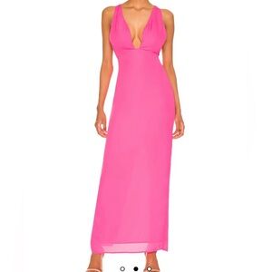 Superdown Lucinda Strappy Maxi Dress Long Gown in Hot Pink Fuchsia Size XS